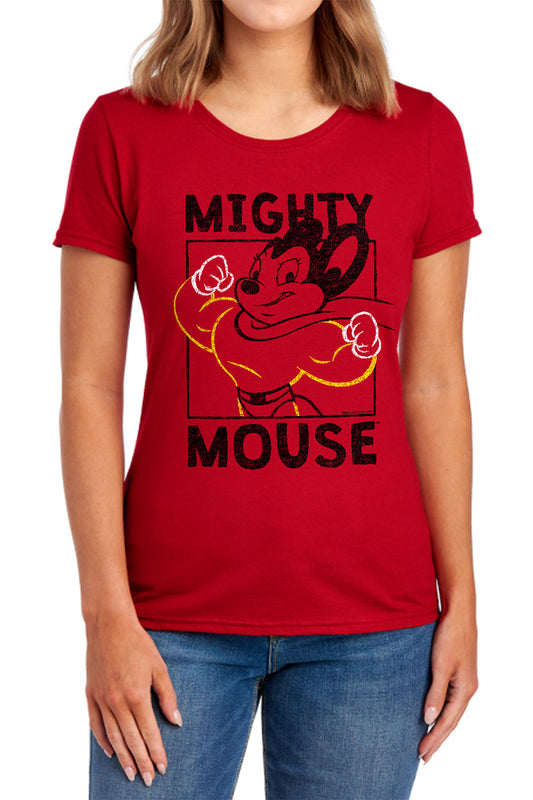 MIGHTY MOUSE : BREAK THE BOX S\S WOMENS TEE Red SM