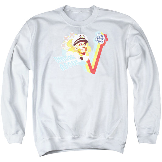 LOVE BOAT : WELCOME ABOARD ADULT CREW NECK SWEATSHIRT WHITE MD