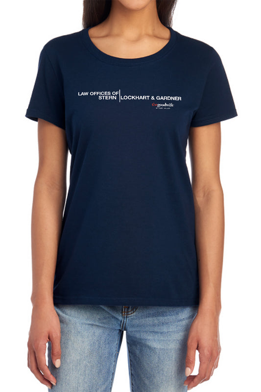 THE GOOD WIFE : LAW OFFICES S\S WOMENS TEE NAVY 2X