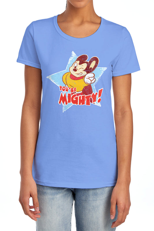 MIGHTY MOUSE : YOU'RE MIGHTY WOMEN'S SHORT SLEEVE CAROLINA BLUE LG