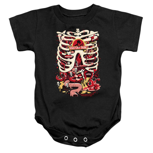 RICK AND MORTY : ANATOMY PARK LOGO INFANT SNAPSUIT Black MD (12 Mo)