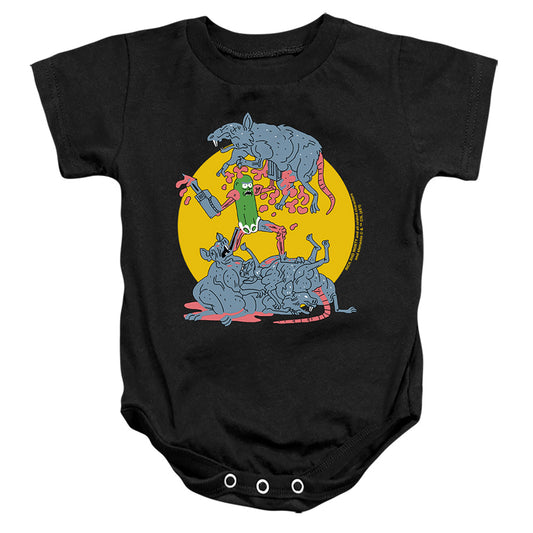 RICK AND MORTY : THE ADVENTURES OF PICKLE RICK INFANT SNAPSUIT Black SM (6 Mo)