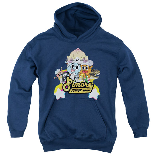 AMAZING WORLD OF GUMBALL : ELMORE JUNIOR HIGH YOUTH PULL-OVER HOODIE Navy MD