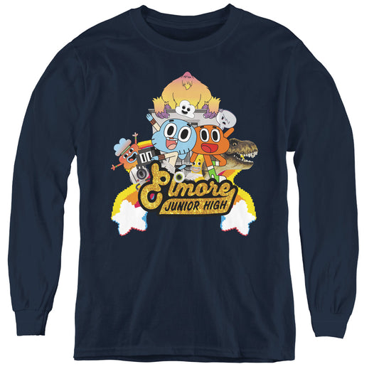 AMAZING WORLD OF GUMBALL : ELMORE JUNIOR HIGH L\S YOUTH NAVY XL