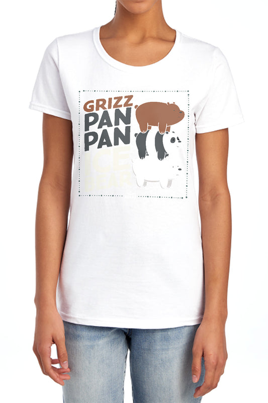 WE BARE BEARS : GRIZZ PAN PAN ICE BEAR WOMENS SHORT SLEEVE Light Blue 2X