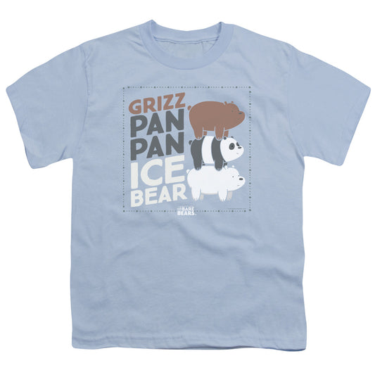WE BARE BEARS : GRIZZ PAN PAN ICE BEAR S\S YOUTH 18\1 Light Blue XL