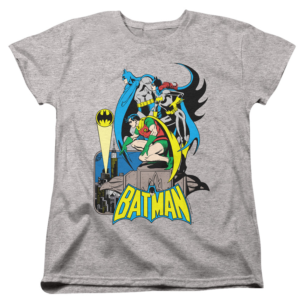 DC BATMAN : HEROIC TRIO WOMENS SHORT SLEEVE Athletic Heather XL