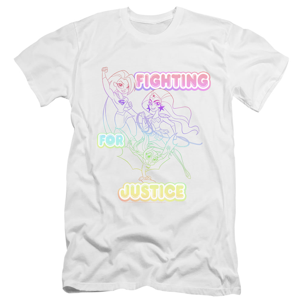 DC SUPERHERO GIRLS : FIGHTING FOR JUSTICE  PREMIUM CANVAS ADULT SLIM FIT 30\1 White LG