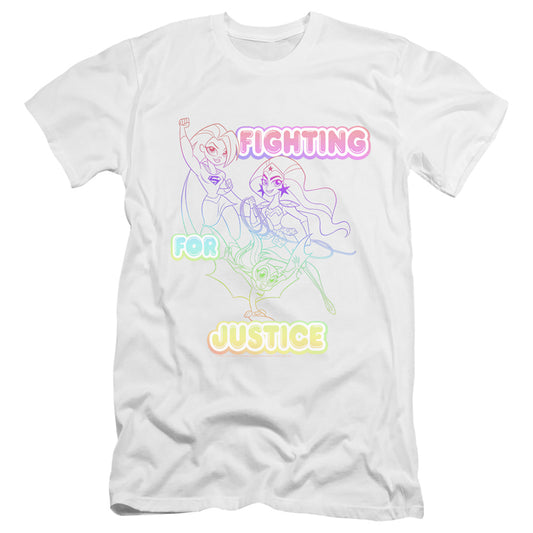 DC SUPERHERO GIRLS : FIGHTING FOR JUSTICE  PREMIUM CANVAS ADULT SLIM FIT 30\1 White MD