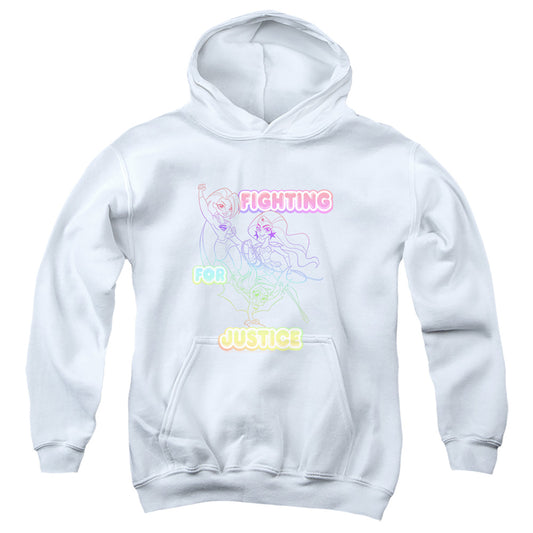 DC SUPERHERO GIRLS : FIGHTING FOR JUSTICE YOUTH PULL OVER HOODIE White LG