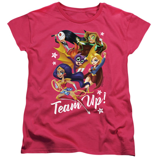 DC SUPERHERO GIRLS : TEAM UP WOMENS SHORT SLEEVE Hot Pink XL