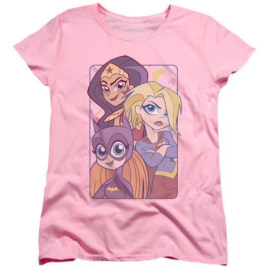 DC SUPERHERO GIRLS : DON'T BOX US IN WOMENS SHORT SLEEVE Pink MD