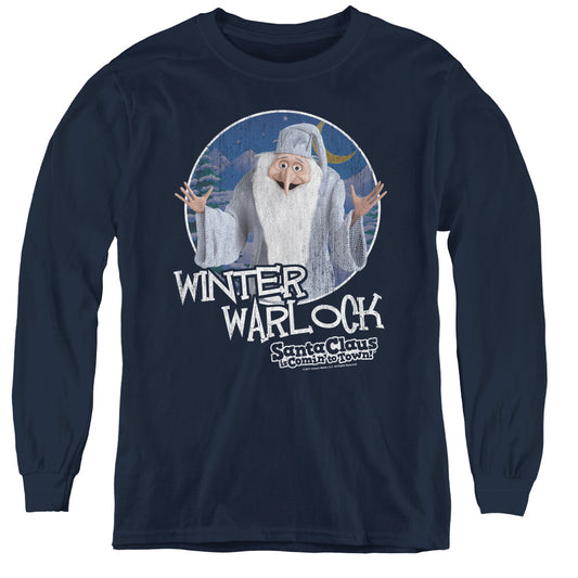 SANTA CLAUS IS COMIN TO TOWN : WINTER WARLOCK L\S YOUTH NAVY XL