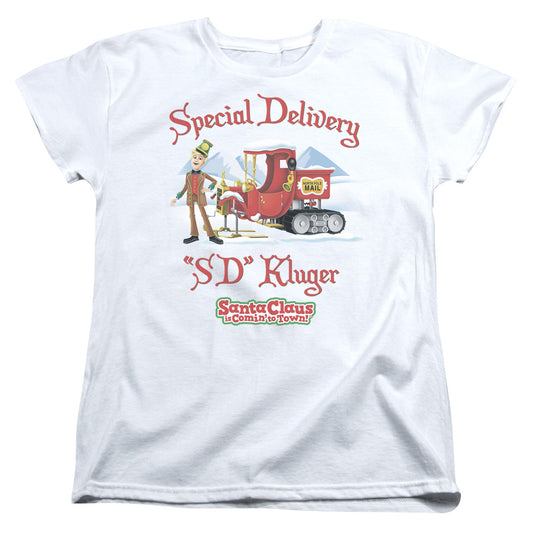 SANTA CLAUS IS COMIN TO TOWN : KLUGER S\S WOMENS TEE White 2X
