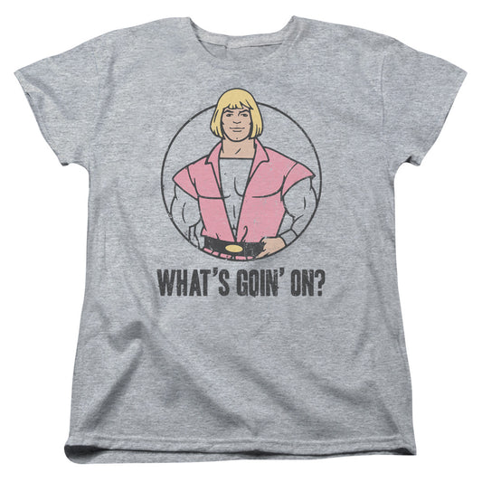 MASTERS OF THE UNIVERSE : WHAT'S GOIN' ON S\S WOMENS TEE ATHLETIC HEATHER MD
