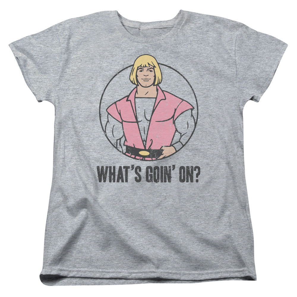MASTERS OF THE UNIVERSE : WHAT'S GOIN' ON S\S WOMENS TEE ATHLETIC HEATHER XL