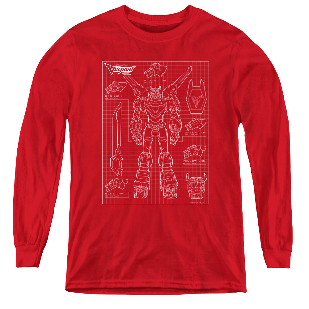 VOLTRON : VOLTRON SCHEMATIC L\S YOUTH RED XL