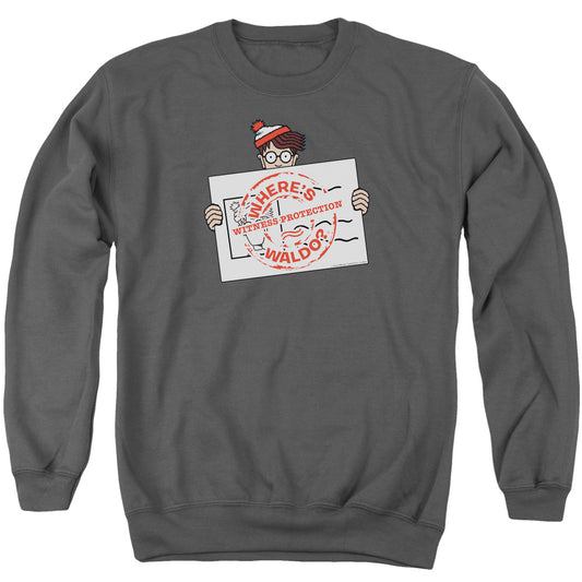 WHERE'S WALDO : WITNESS PROTECTION ADULT CREW SWEAT Charcoal SM