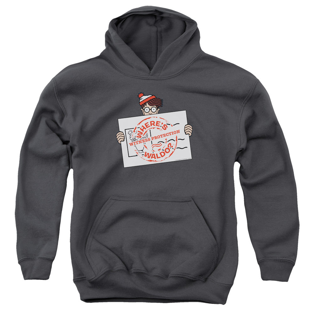 WHERE'S WALDO : WITNESS PROTECTION YOUTH PULL OVER HOODIE Charcoal SM