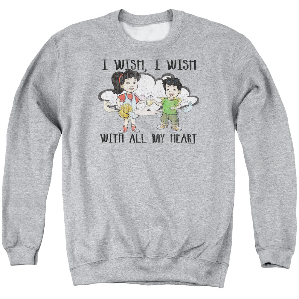 DRAGON TALES : I WISH WITH ALL MY HEART ADULT CREW SWEAT Athletic Heather 2X