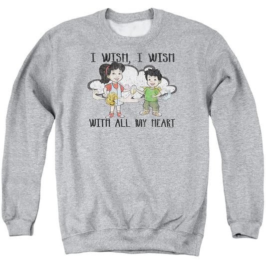 DRAGON TALES : I WISH WITH ALL MY HEART ADULT CREW SWEAT Athletic Heather MD