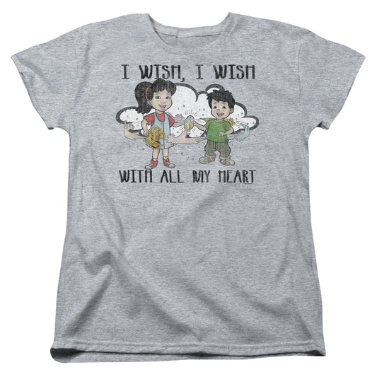 DRAGON TALES : I WISH WITH ALL MY HEART WOMENS SHORT SLEEVE Athletic Heather 2X