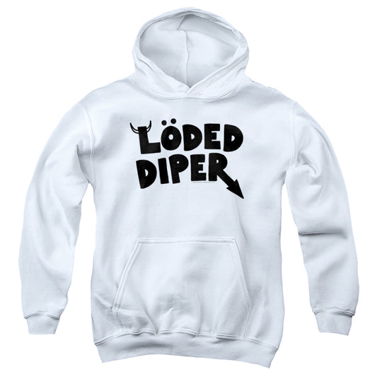 DIARY OF A WIMPY KID : LODED DIPER LOGO YOUTH PULL OVER HOODIE White LG