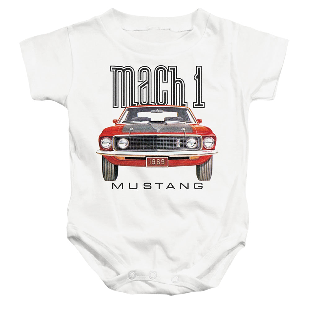 FORD MUSTANG : 69 MACH 1 INFANT SNAPSUIT White LG (18 Mo)