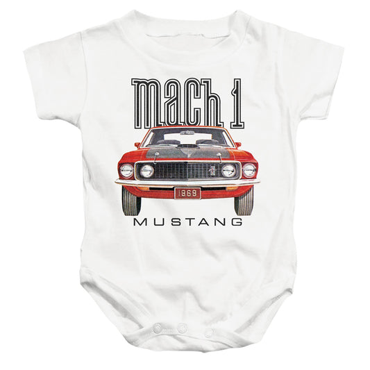 FORD MUSTANG : 69 MACH 1 INFANT SNAPSUIT White SM (6 Mo)