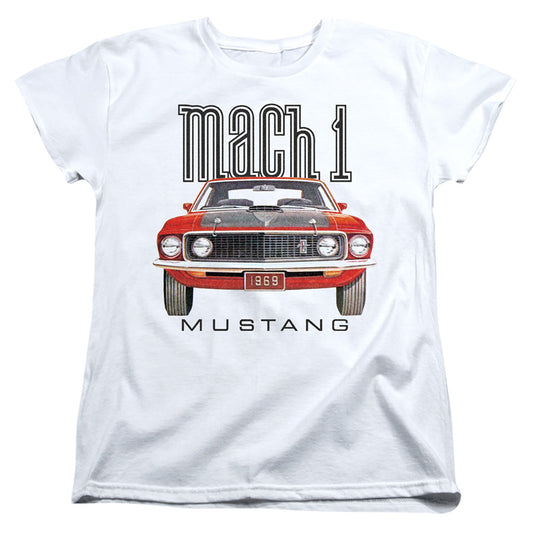 FORD MUSTANG : 69 MACH 1 WOMENS SHORT SLEEVE White LG
