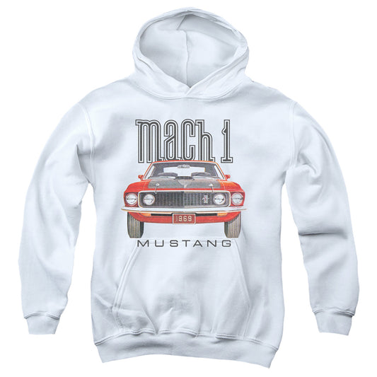 FORD MUSTANG : 69 MACH 1 YOUTH PULL OVER HOODIE White LG