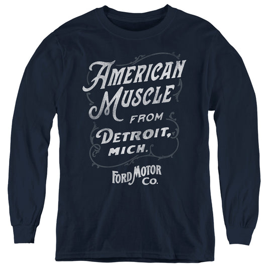 FORD : AMERICAN MUSCLE CLASSIC SCRIPT L\S YOUTH Navy LG