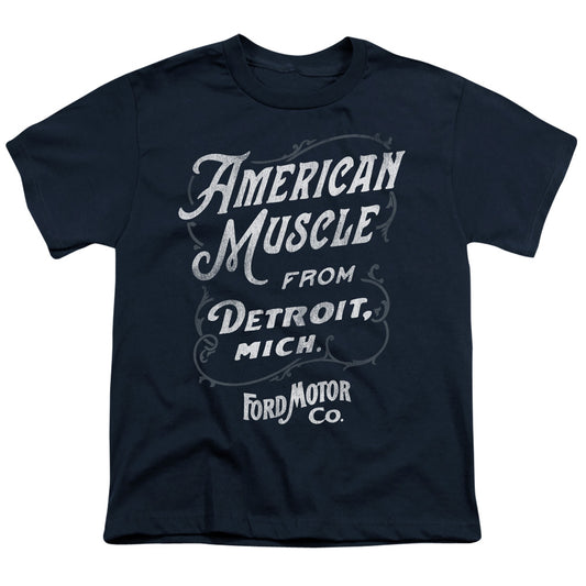 FORD : AMERICAN MUSCLE CLASSIC SCRIPT S\S YOUTH 18\1 Navy LG