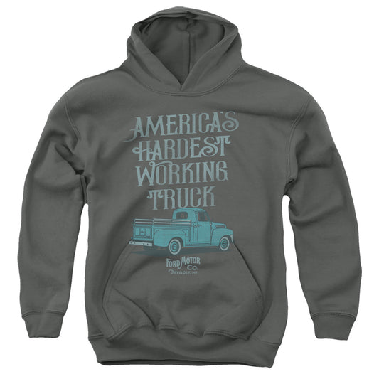 FORD : VINTAGE AMERICA'S HARDEST WORKING TRUCK YOUTH PULL OVER HOODIE Charcoal LG