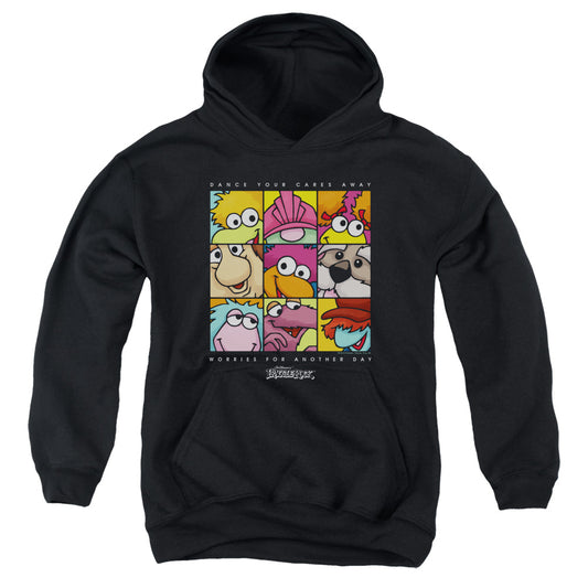 FRAGGLE ROCK : SQUARED YOUTH PULL OVER HOODIE Black LG