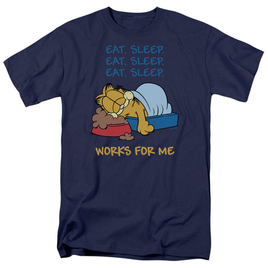 GARFIELD : WORKS FOR ME S\S ADULT 18\1 NAVY 5X