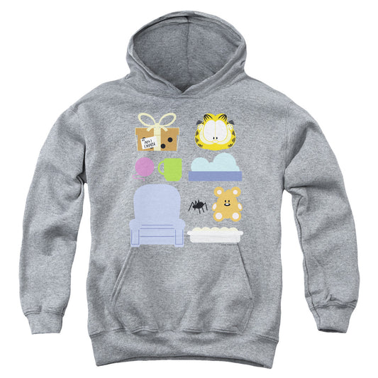 GARFIELD : GIFT SET YOUTH PULL OVER HOODIE ATHLETIC HEATHER LG