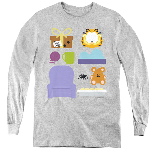 GARFIELD : GIFT SET L\S YOUTH ATHLETIC HEATHER LG