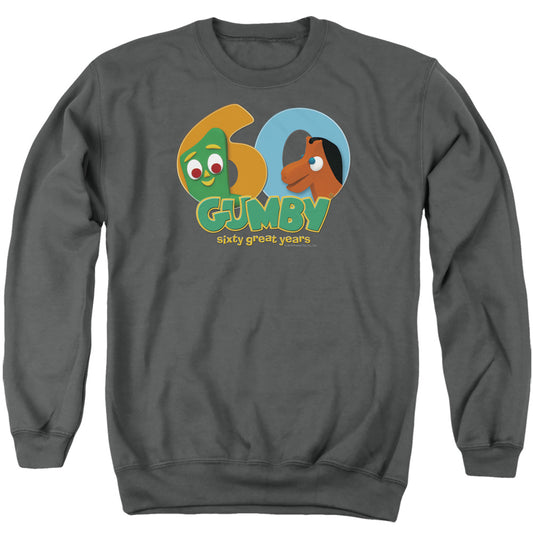 GUMBY : 60TH ADULT CREW SWEAT CHARCOAL 2X
