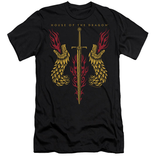 HOUSE OF THE DRAGON : SWORD AND DRAGON HEADS  PREMIUM CANVAS ADULT SLIM FIT 30\1 Black XL