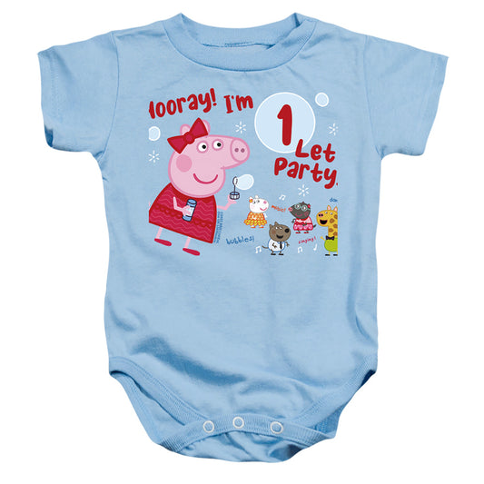 PEPPA PIG : HOORAY I'M 1 BIRTHDAY INFANT SNAPSUIT Light Blue MD (12 Mo)