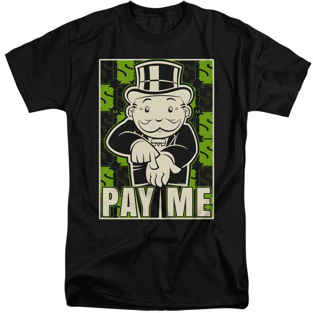 MONOPOLY : PAY ME ADULT TALL FIT SHORT SLEEVE Black 2X