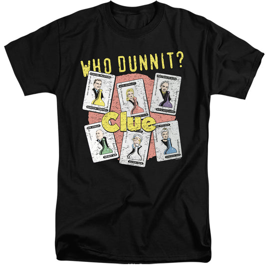 CLUE : WHO DUNNIT ADULT TALL FIT SHORT SLEEVE Black 2X