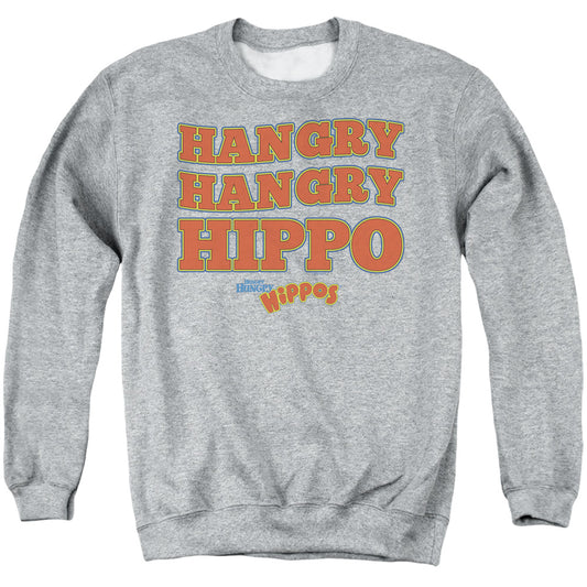 HUNGRY HUNGRY HIPPOS : HANGRY ADULT CREW SWEAT Athletic Heather 2X