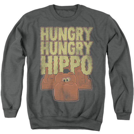 HUNGRY HUNGRY HIPPOS : HUNGRY HUNGRY HIPPO ADULT CREW SWEAT Charcoal 2X