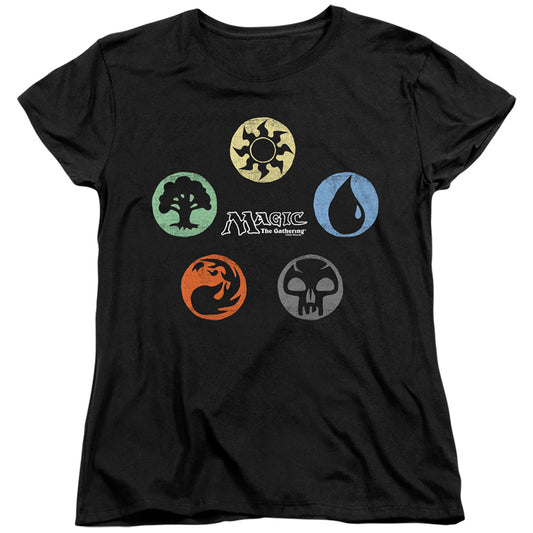 MAGIC THE GATHERING : 5 COLORS WOMENS SHORT SLEEVE Black MD