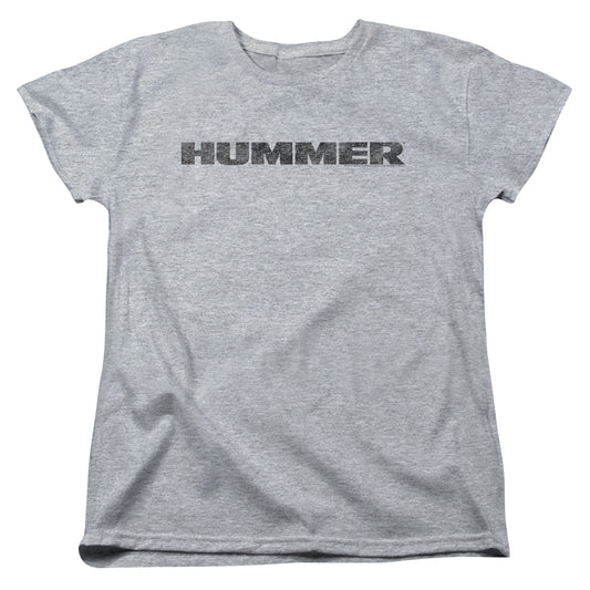 HUMMER : DISTRESSED HUMMER LOGO WOMENS SHORT SLEEVE Athletic Heather XL