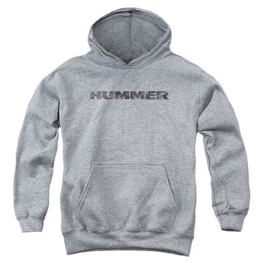 HUMMER : DISTRESSED HUMMER LOGO YOUTH PULL OVER HOODIE Athletic Heather LG