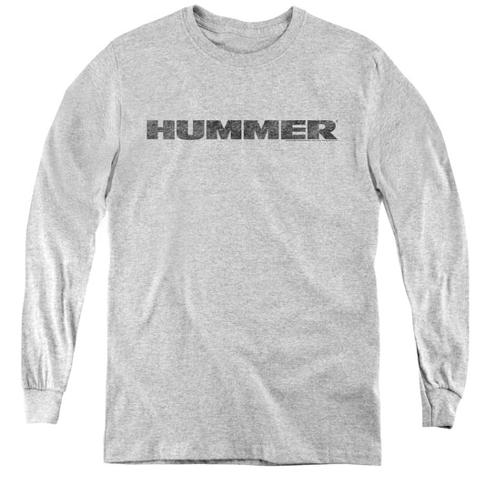 HUMMER : DISTRESSED HUMMER LOGO L\S YOUTH ATHLETIC HEATHER MD