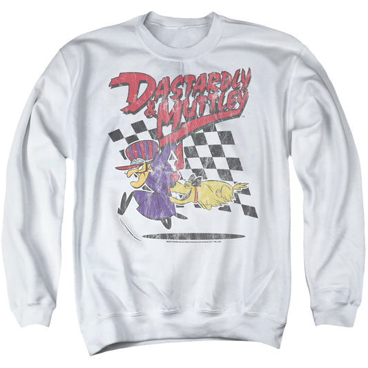 WACKY RACES : DASTARDLY AND MUTTLEY 2 ADULT CREW SWEAT White SM
